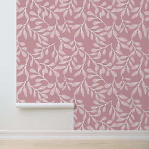 Rose Mauve Leafy Design Wallpaper