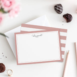 Rose Mauve Personalised Stationery Flat Note Card