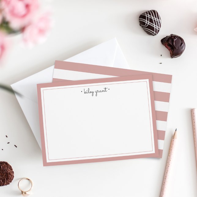 Rose Mauve Personalised Stationery Flat Note Card (Creator Uploaded)