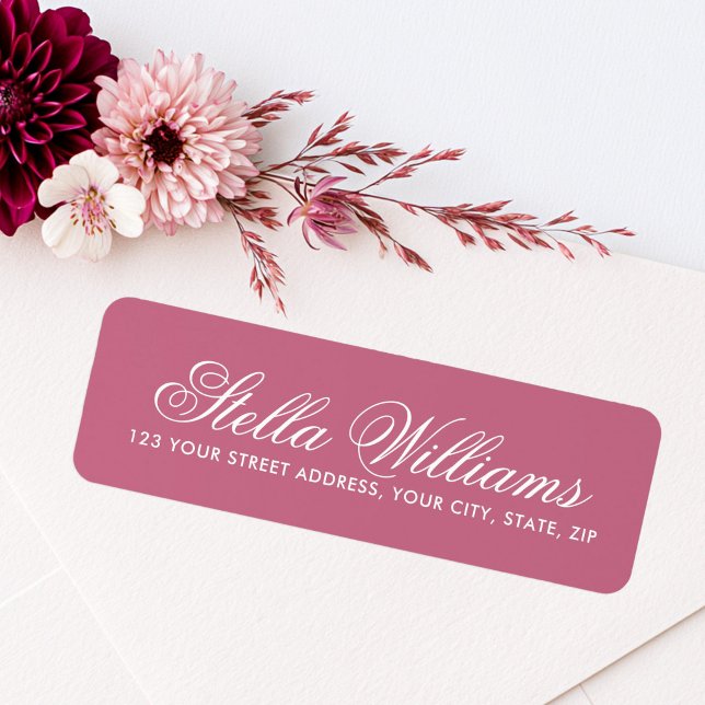 Rose mauve romantic calligraphy script (Rose mauve romantic calligraphy script label)