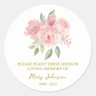 Rose Memorial Funeral Seed Packet Classic Round Sticker