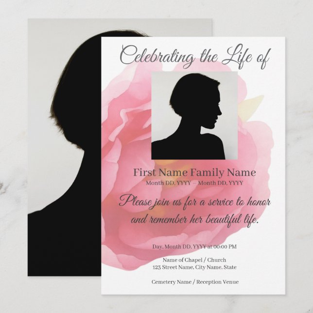 Rose memorial invitation  (Front/Back)