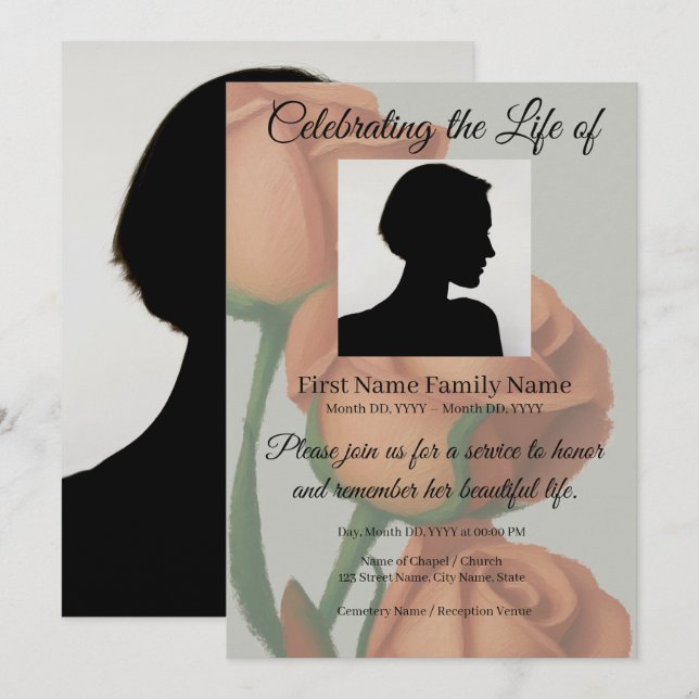 Rose memorial invitation (Front/Back)