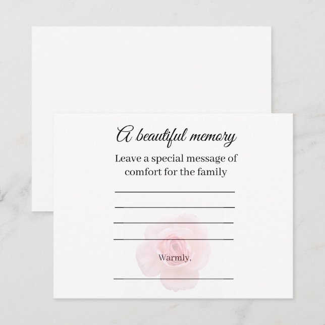 Rose Memorial Message Card (Front/Back)