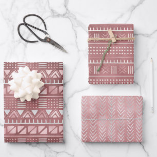 Rose Metallic Geo Wrapping Paper Sheets
