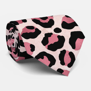 Rose Metallic Leopard Print Tie