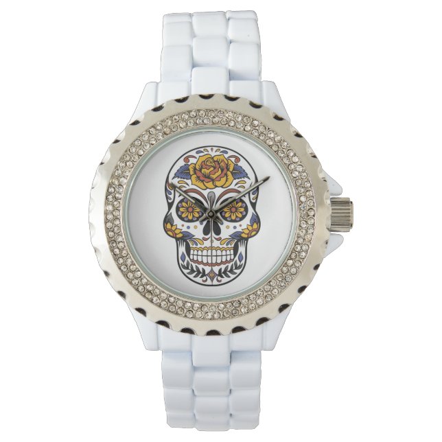 Rose Mexican Sugar Skull Day of the Dead Watch (Front)