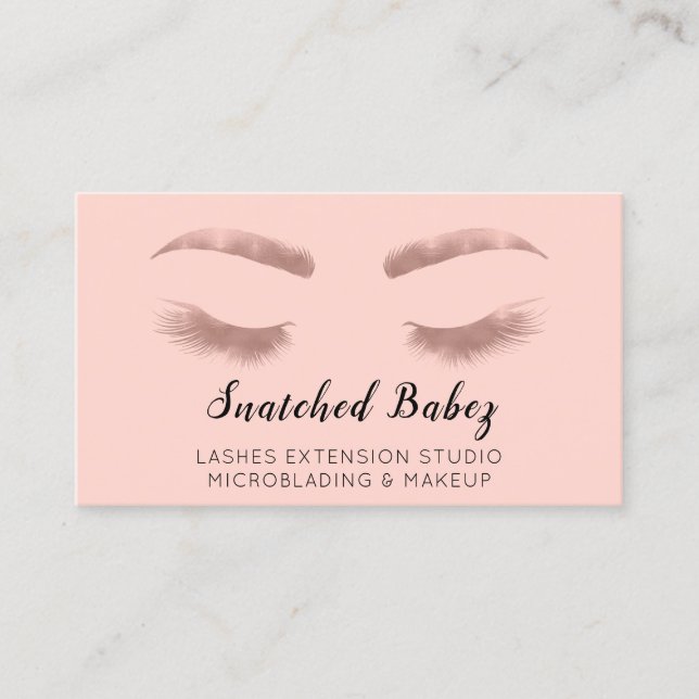 Rose Microblade Makeup Eyelash Extension QR Code Business Card (Front)