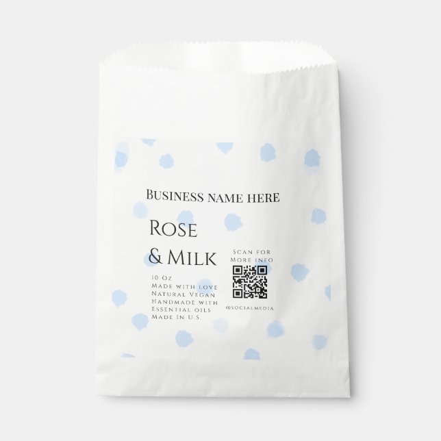 Rose milk handmade soap business QR code add detai Favour Bags (Front)