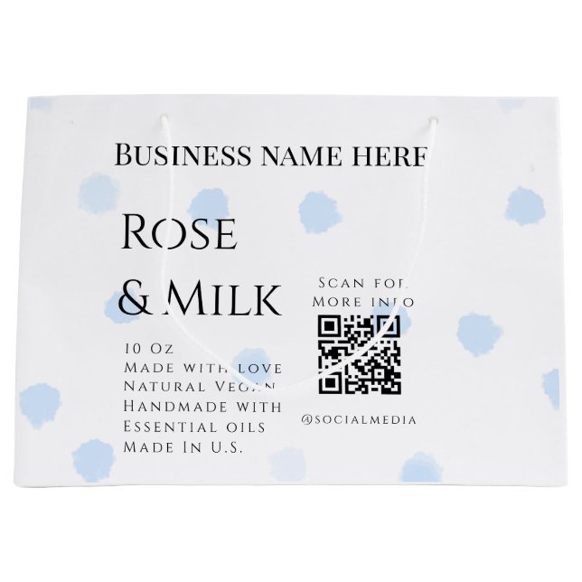 Rose milk handmade soap business QR code add detai Large Gift Bag (Front)