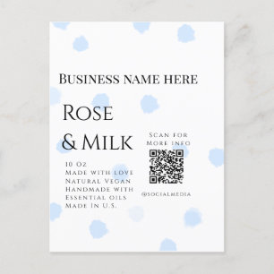 Rose milk handmade soap business QR code add detai Postcard