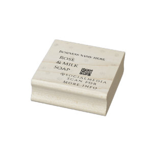 Rose milk handmade soap business QR code add detai Rubber Stamp