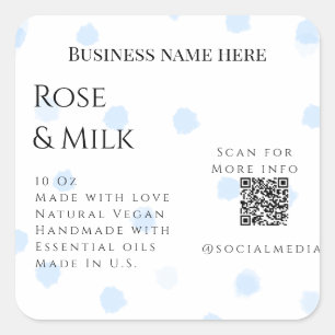 Rose milk handmade soap business QR code add detai Square Sticker
