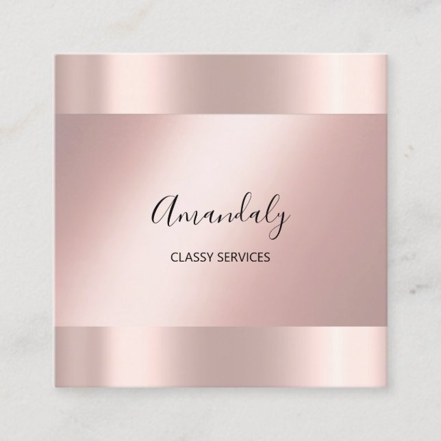 Rose Minimalism Elegant Event Makeup Artist Square Business Card (Front)