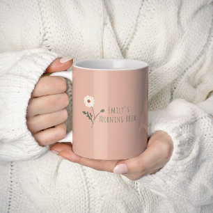 Rose Minimalist Daisy & Text Modern Farmhouse Coffee Mug