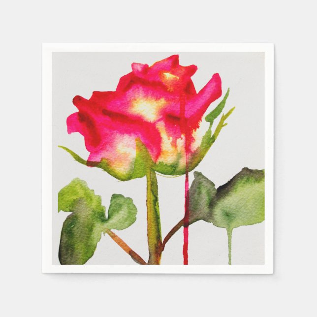 Rose modern floral art homeware napkin (Front)