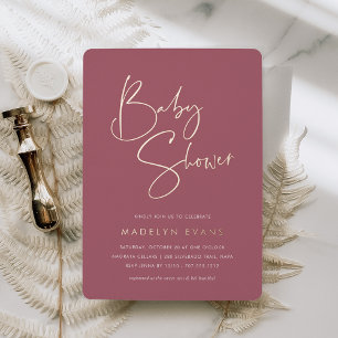 Rose Modern Minimalist Script Baby Shower