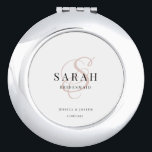 Rose Monogram Personalised Bridesmaid Gift Compact Mirror<br><div class="desc">This cute personalised bridesmaid gift mirror features personalised bridesmaid's name,  calligraphy monogram in light rose colour,  bride and groom's names,  and wedding date. You can change the background and fonts colours easily if you like.</div>