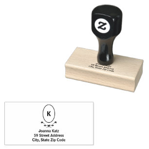 Rose Monogram Return Address Rubber Stamp