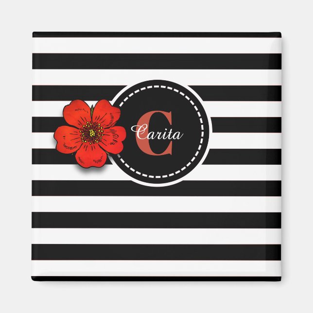 Rose Monogrammed Magnet (Front)