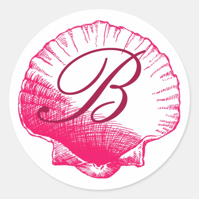 Rose Monogrammed Sea Shell Sticker (Front)