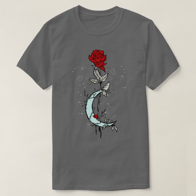 Rose Moon Witch Goth Gothic Dark Arts Witchcraft T-Shirt (Design Front)
