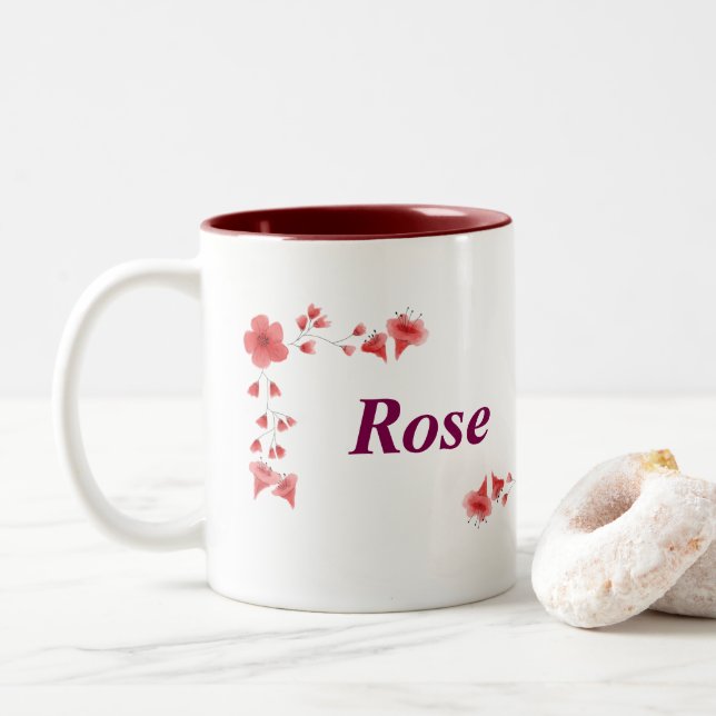 Rose name Mug – Custom Coffee Cup with An (With Donut)