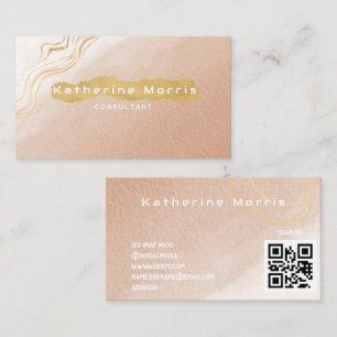 Rose Neutral Tone Minimalist QR Code Professional Business Card