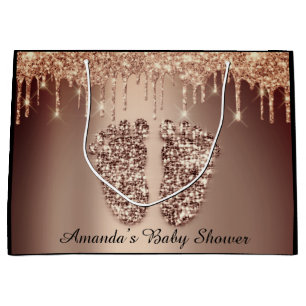 Rose New Baby Shower Feet Boy Girl Name Large Large Gift Bag