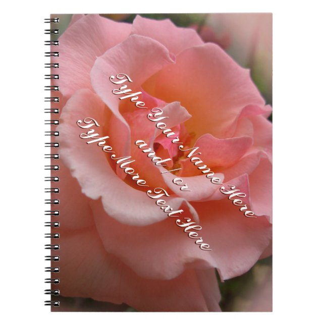 Rose Notebook Personalise Romantic Peach Rose Book (Front)