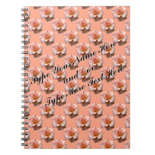 Rose Notebook Personalise Romantic Peach Rose Book