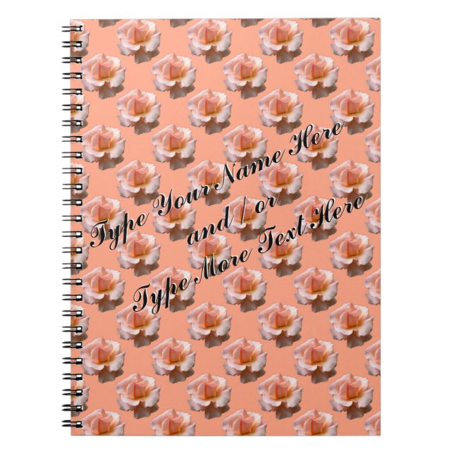 Rose Notebook Personalise Romantic Peach Rose Book (Front)