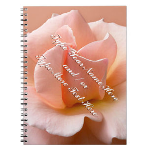 Rose Notebook Personalise Romantic Peach Rose Book