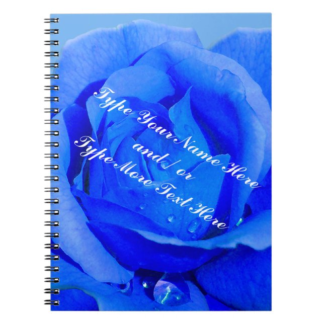 Rose Notebook Personalised Blue Rose Jounal Book (Front)