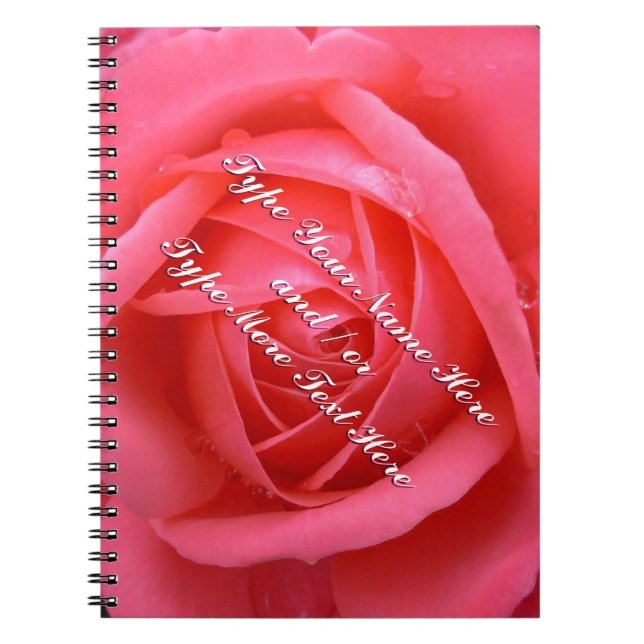 Rose Notebook Personalised Romantic Pink Rose Book (Front)
