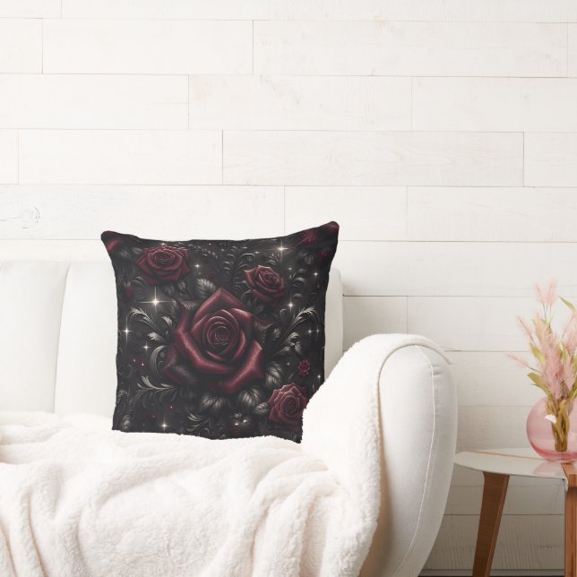 Rose Of Darkness 20x20 Throw Pillow (Couch)