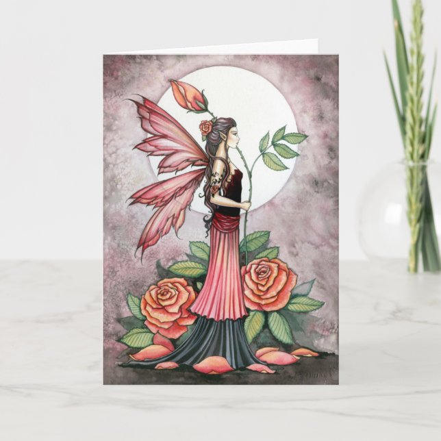 Rose of Fire Fairy Greeting Card (Front)