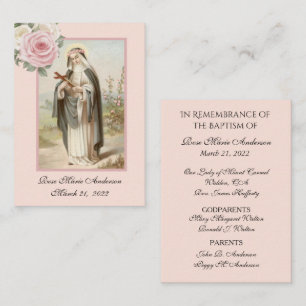 Rose of Lima Baptismal Remembrance Holy Card
