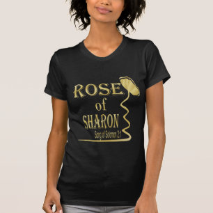 Rose of Sharon Gold Letter Rose Christian Black T-Shirt