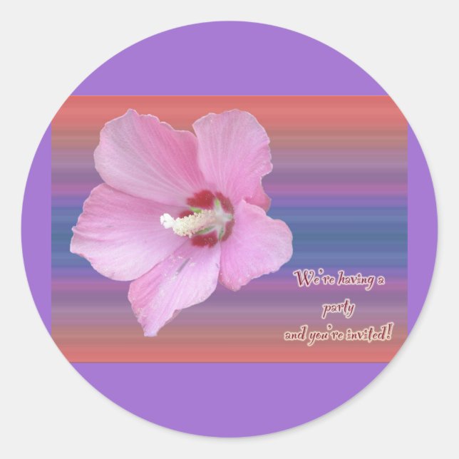 Rose of Sharon Party Invitation Sticker (Front)