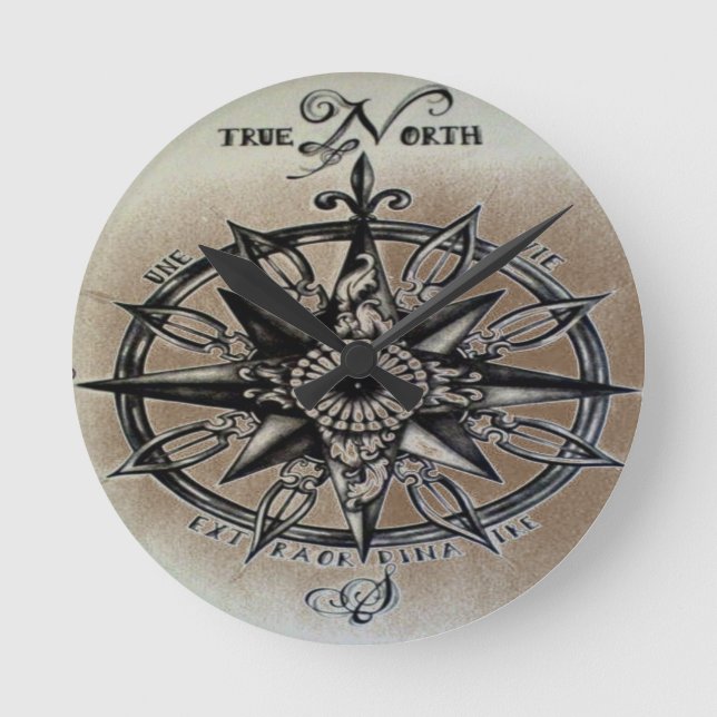 Rose of the Wind design Round Clock (Front)