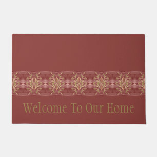 Rose Olive Green Floral Accent Patterned Doormat