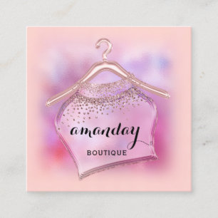 Rose Ombre Fashion Shop Boutique Cloth Hanger Square Business Card