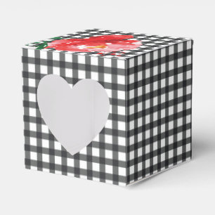 Rose on Black and White Gingham 2" Favour Box