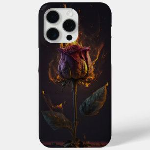 rose on fire iPhone 15 pro max case