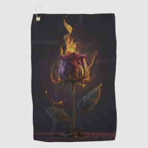 rose on fire golf towel