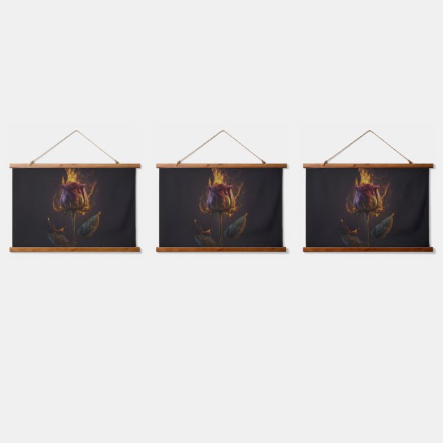 rose on fire hanging tapestry (Triple)