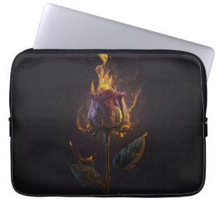 rose on fire laptop sleeve