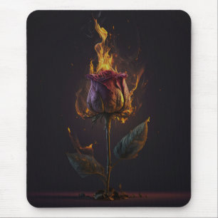 rose on fire mouse mat