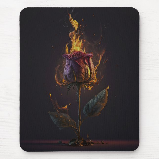 rose on fire mouse mat (Front)